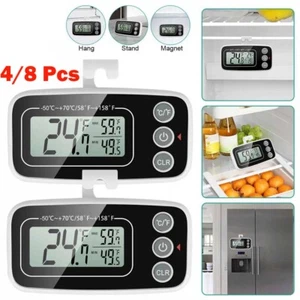 4/8Pcs Refrigerator Thermometer Digital Fridge Freezer Waterproof LCD Display - Picture 1 of 12