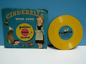 VTG. 1950'S DISNEY'S CINDERELLA "WORK SONG" 78 RPM VINYL GOLDEN RECORD ~ TESTED - Picture 1 of 4