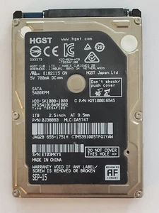 HTS541010A9E662, PN: 0J38093, MLC: DA5747, SEP 15, HGST 1Tb 2.5" HDD - Imagen 1 de 2