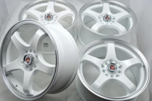 Set of 4 New 17x7.5 DDR Fuzion White Polished Lip 17" Wheels Rims 5x100 5x114.3 - Picture 1 of 3