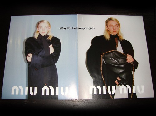 MIU MIU ANNUNCIO STAMPA 2 pagine autunno 2022 SYDNEY SWEENEY Tyrone Lebon BELLA BIONDA