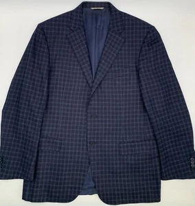 Canali Two Button Side Vent Silk & Wool Blue Plaid Sport Coat Jacket Blazer 42R - Picture 1 of 12