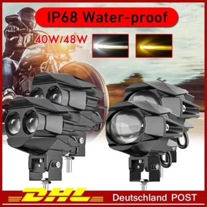 2x 40/48W Motorrad Scheinwerfer LED Nebelscheinwerfer Für Fahrrad Offroad - Bild 1 von 13