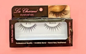 Tira de pestañas La Charme 100% cabello humano negro # 42 - Imagen 1 de 4
