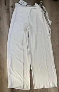 Zara Womens Fluid Pareo Pants Overlapping Wrap Wide Leg Ivory Size Large NEW - Picture 1 of 8