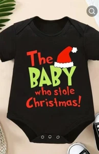 Baby Toddler's Cute Christmas Hat Letter Print Romper, Short Sleeve Casual - Picture 1 of 1
