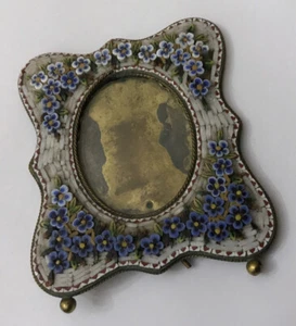 VINTAGE SMALL MICRO MOSAIC MICROMOSAIC GILT PICTURE PHOTO FRAME FORGET ME KNOTS - Picture 1 of 12