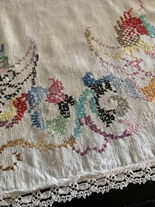 Antiguo Vintage Bordado a Mano Vestido Largo Doily 43x17 - Imagen 1 de 9