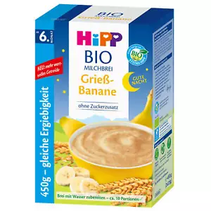 450g Hipp Bio Milchbrei Gute Nacht Grieß Banane ab dem 6 Monat ohne Zuckerzusatz - Bild 1 von 3