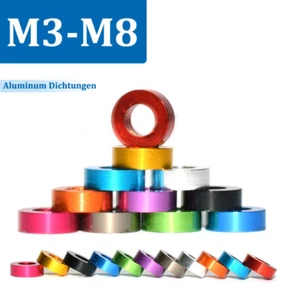 Unterlegscheiben Flache Beilagscheiben Farbe Eloxiert Aluminium M3 M4 M5 M6 M8 - Picture 1 of 13