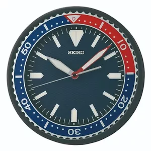 Orologio da parete Seiko a batteria rotonda, lancette luminose, rosso e blu QXA791J - SCATOLA DANNEGGIATA - Foto 1 di 11