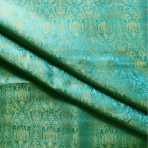 Banarasi Brocade Silk Fabric Sea Green For Jacket Gown Skirt Dress By The Yard - Picture 1 of 5