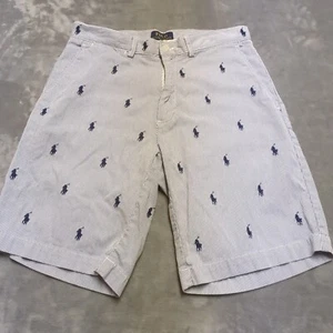 Polo Ralph Lauren Shorts Mens 30 All Over Pony Print Hickory Stripe 9" Chino - Picture 1 of 13
