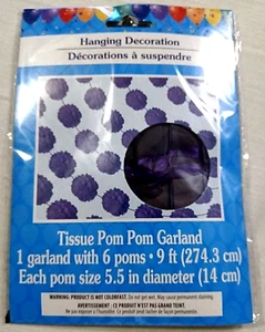Hanging Decoration 9 Ft Garland 6 Pom Poms Black Party Supply Any Holiday - Picture 1 of 9