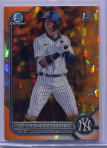 Oswaldo Cabrera Bowman 2022 Chrome Sapphire Orange Refractor Card #12/50 Yankees