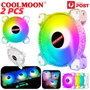 2PCS COOLMOON Computer Case Fan ARGB Async PWM Silent PC RGB Cooling Fan 120mm - Picture 1 of 19