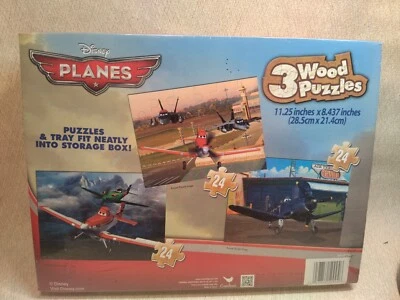 Cardinal NUEVO 3 coloridos aviones de película Disney Pixar rompecabezas de madera con caja de almacenamiento Foto 1 de 4