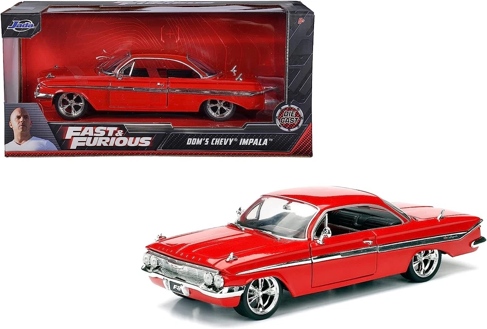 Jada 1/24 F&F Dom's 1961 Chevy Impala F8 – Toit Dur Rouge-98426 - Photo 1/1