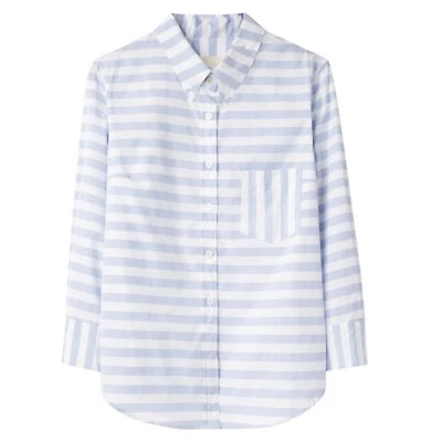 Boy by Band of Outsiders Cropped Sleeve Shirt Cancelled striped button L large 4 - Image 1 of 4