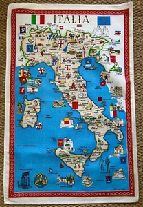 Toalla de té de algodón ITALIA de colección años 80 recuerdo viaje de vacaciones SIN USAR - Imagen 1 de 7