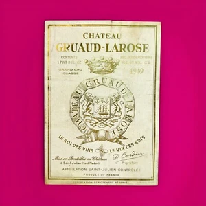 Château Gruaud-Larose 1949 etichetta originale vino francese rosso bordeaux - Foto 1 di 6