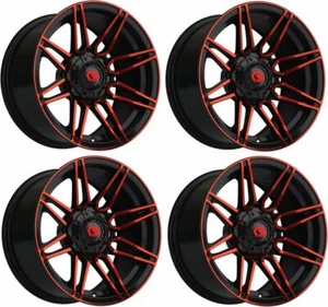 GTW Stealth 14 Inch Red/Black Aluminum Golf Cart Wheel | 3:4 Offset | Set of 4 - Picture 1 of 7
