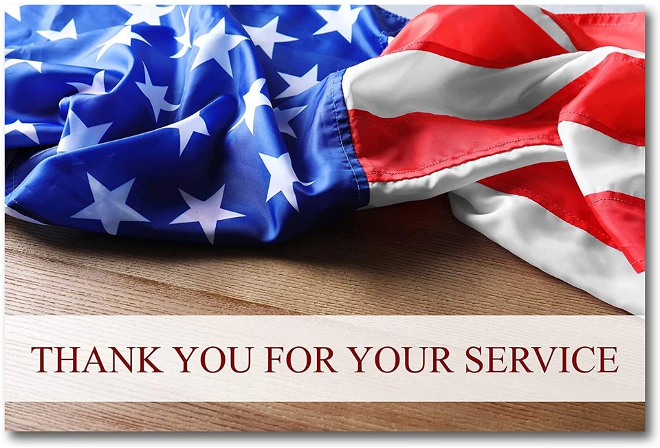 American Flag Thank You For Your Service Cards-Blank Inside-5.5"x 4.25"-12 or 24 - Image 1 of 4