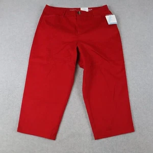 Croft & Barrow Capri Pants Womens 14 Classic Fit Stretch Flex Flat Front Red NWT - Picture 1 of 8