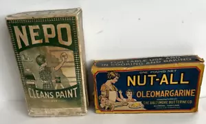 2 Hoosier Pubblicitari Vintage Nepo & Nut-All Oleomargarina Casale Espositore - Foto 1 di 12