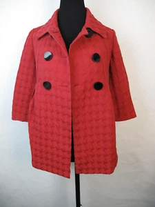 Mac And Jac Double Breasted Jacket Red Herringbone 3/4 Sleeve Lined Size XSmall - Picture 1 of 10