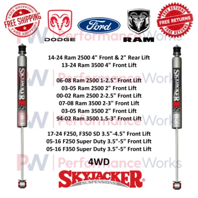 Skyjacker M95 Performance Monotube Shock Absorber Pair For Dodge, Ram, Ford 4WD - Image 1 of 4