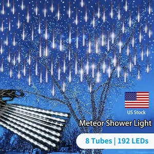 288 LED Solar Lights Meteor Shower Rain Tree String Light Garden Outdoor Decor - Picture 1 of 13