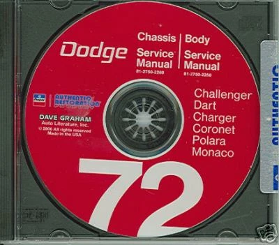 Dodge Challenger 1972/tienda de carga/manual de carrocería en CD Foto 1 de 1