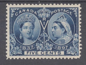 Canada Sc 54 MNH. 1897 5c deep blue QV Jubilee, fresh, bright, F-VF ctrg. - Picture 1 of 2