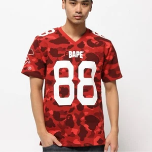 A Bathing Ape BAPE Red Camo Men's Jersey Size Large Short Sleeve Shirt Rare - Picture 1 of 8