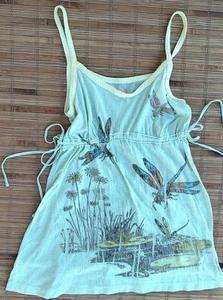 Vintage 2007 Old Navy Babydoll halbdurchsichtig Cami Waldfee Libelle Seerosen S - Bild 1 von 9
