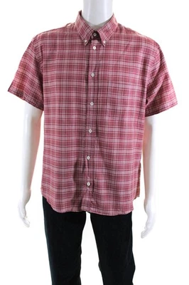Camisa Billy Reid Para Hombres Kirby A Cuadros Manga Corta Abotonada Rojo Ciruela Talla Grande Foto 1 de 4