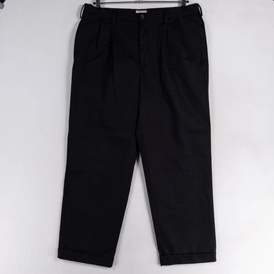 Pantalones IZOD Para Hombre 38 x 32 Negro Chino Plisado Puños 100% Algodón Negocios Informales Foto 1 de 4