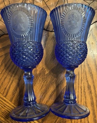 Винтажный кобальтовый синий кубок Avon Fostoria с Джорджем Мартой Вашингтоном - Изображение 1 из 4