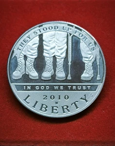 1oz SILBER DOLLAR 2010 AMERIKANISCHE GEDENKMÜNZE BEHINDERTE VETERANENEHRE. - Bild 1 von 7