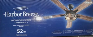 Harbor Breeze Summersville 52” Textured Black W/ Light & Remote(B412) NEW - Picture 1 of 3
