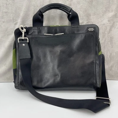 Jack Spade Camuflado Nylon y Cuero Negro Maletín Dividido Bolso Mensajero Foto 1 de 4