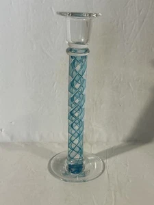 Twisted Latticino Artist Signed Dragons Breath Candle Holder 6.5 Inches - Picture 1 of 7