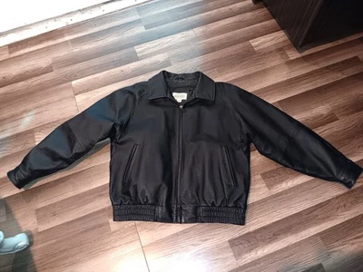 Chaqueta Bomber St. John’s Bay Cuero Negra Hombre’s XLarge Cuero Genuino Forrada Foto 1 de 4