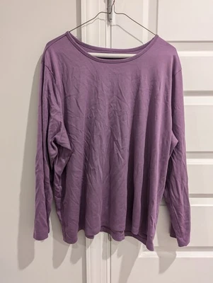LL Bean Long Sleeve T Shirt Purple 3X Plus Top Cotton Everyday Comfort Basic - Image 1 of 4