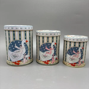 Juego de botes de ganso de campo vintage años 80 estaño pastel cocina decoración cottagecore - Imagen 1 de 12