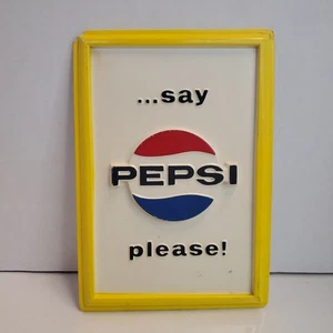 VTG 1970s Pepsi Cola General Store Soda Pop Sign Plastic Embossed RARE 11×7.5  - Picture 1 of 13