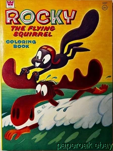 Original 1960 Rocky The Flying Squirrel & Bullwinkle Whitman Coloring Book Mint - Picture 1 of 4