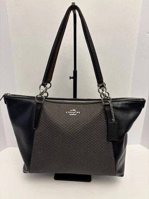 蔻驰 F57246 Legacy 提花 AVA 托特包 单肩包 手提包 银色 灰色 黑色 — 第 1/4 张图片