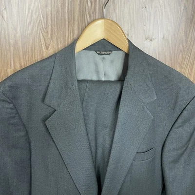 Traje Bill Blass 2 Piezas Para Hombre 44L 36x32 Verde Multicolor Microcheck Lana Pura EE. UU. Foto 1 de 4